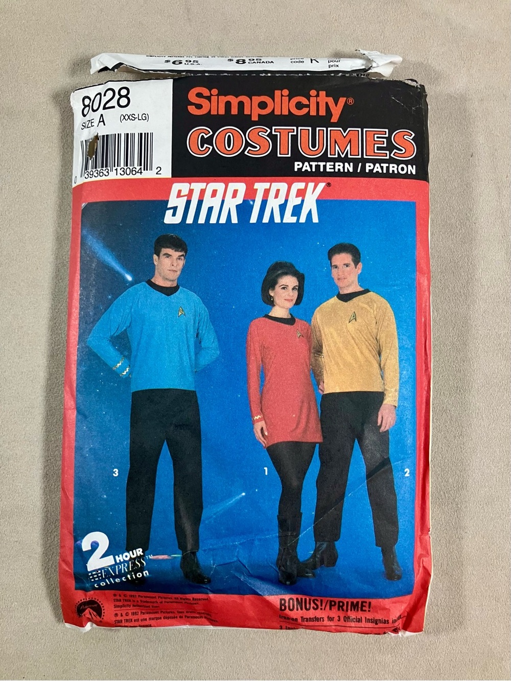 Simplicity Costumes Star Trek Pattern #8028 Adult Unisex Size A Vintage READ